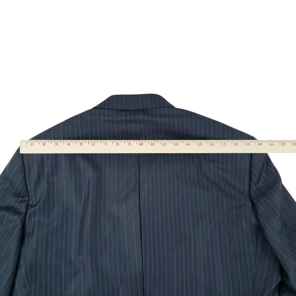 Steve Harvey Collection 2 Piece Suit Men's 42L 36x30 Blue Striped Wool Peak